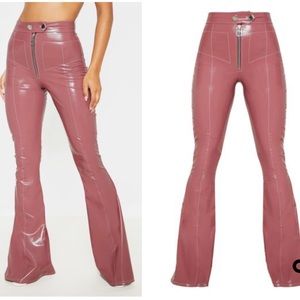Mauve Vinyl Flared Pants